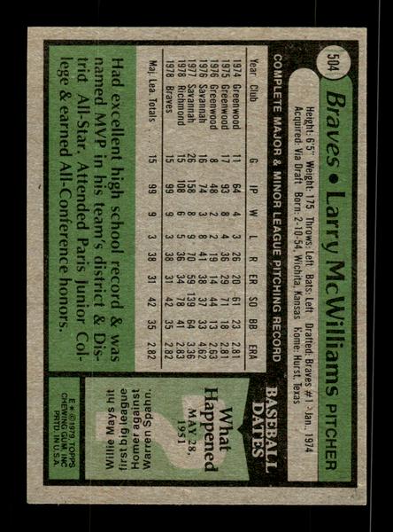 1979 Topps #504 Larry McWilliams EXMT PACK FRESH HOF-10004584