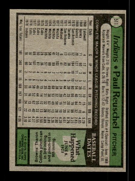 1979 Topps #511 Paul Reuschel EXMT PACK FRESH HOF-10004590