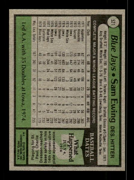 1979 Topps #521 Sam Ewing EXMT PACK FRESH HOF-10004599