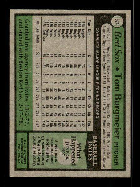 1979 Topps #524 Tom Burgmeier EXMT PACK FRESH HOF-10004602