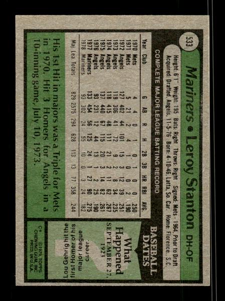 1979 Topps #533 Leroy Stanton EXMT PACK FRESH HOF-10004612
