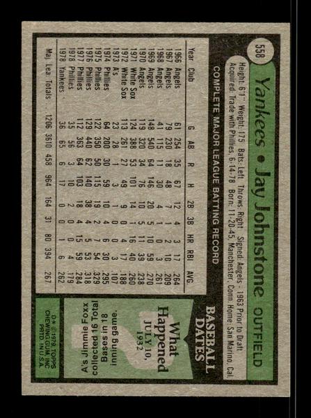 1979 Topps #558 Jay Johnstone EXMT PACK FRESH HOF-10004639