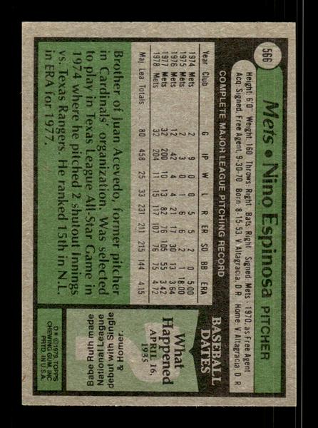 1979 Topps #566 Nino Espinosa EXMT PACK FRESH HOF-10004647