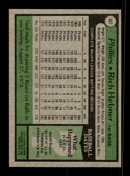 1979 Topps #567 Rich Hebner EXMT PACK FRESH HOF-10004648