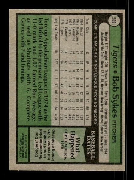 1979 Topps #569 Bob Sykes EXMT PACK FRESH HOF-10004651