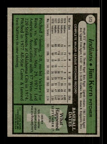 1979 Topps #573 Jim Kern EXMT PACK FRESH HOF-10004655