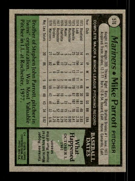 1979 Topps #576 Mike Parrott EXMT PACK FRESH HOF-10004658