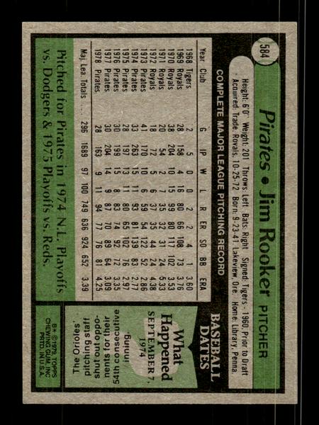 1979 Topps #584 Jim Rooker EXMT PACK FRESH HOF-10004667