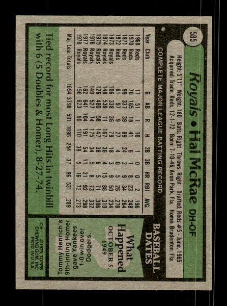 1979 Topps #585 Hal McRae EXMT PACK FRESH HOF-10004668