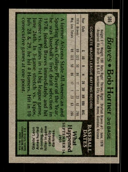1979 Topps #586 Bob Horner EXMT PACK FRESH HOF-10004669