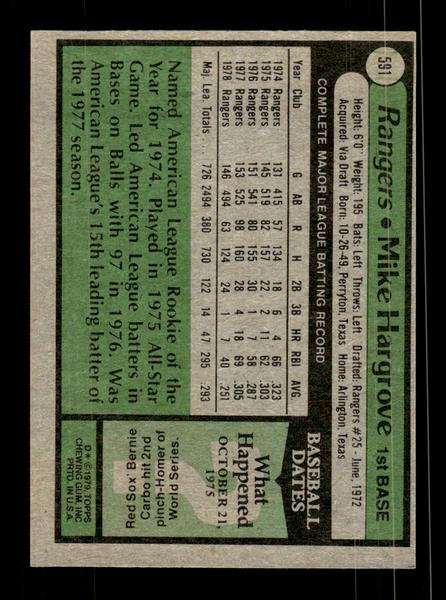 1979 Topps #591 Mike Hargrove EXMT PACK FRESH HOF-10004674