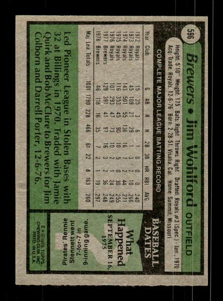 1979 Topps #596 Jim Wohlford EXMT PACK FRESH HOF-10004678