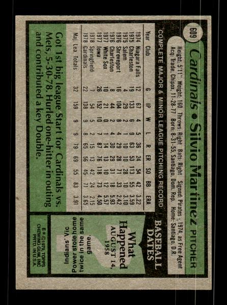 1979 Topps #609 Silvio Martinez EXMT PACK FRESH HOF-10004690