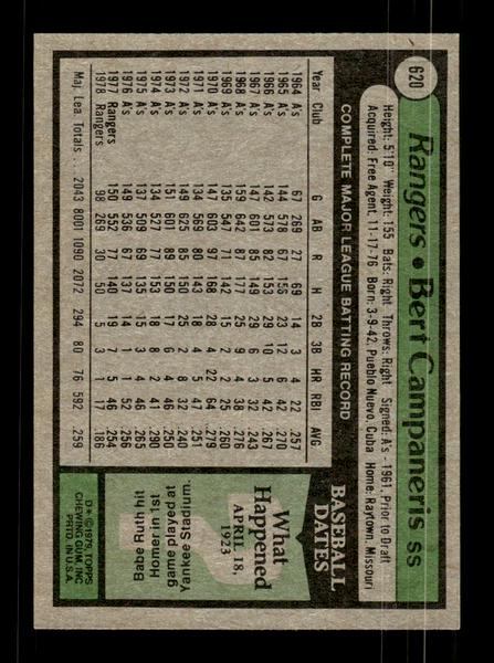 1979 Topps #620 Bert Campaneris EXMT PACK FRESH HOF-10004700