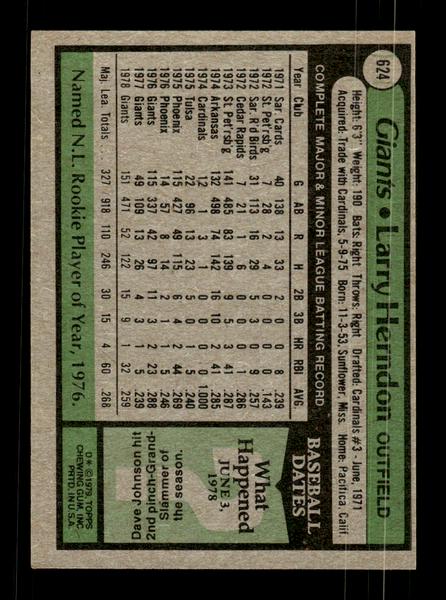1979 Topps #624 Larry Herndon EXMT PACK FRESH HOF-10004704