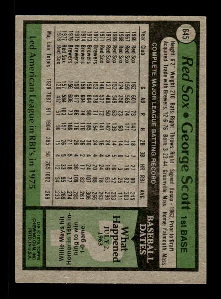 1979 Topps #645 George Scott EXMT PACK FRESH HOF-10004726