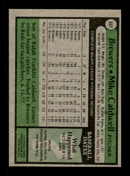 1979 Topps #651 Mike Caldwell EXMT PACK FRESH HOF-10004731