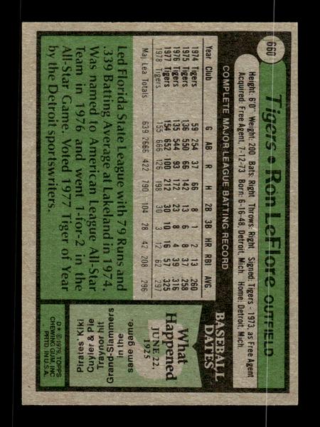 1979 Topps #660 Ron LeFlore EXMT PACK FRESH HOF-10004740