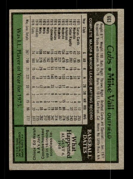 1979 Topps #663 Mike Vail EXMT PACK FRESH HOF-10004743