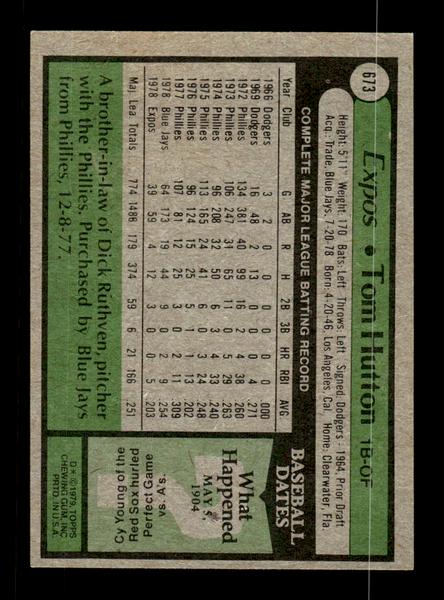 1979 Topps #673 Tom Hutton EXMT PACK FRESH HOF-10004751