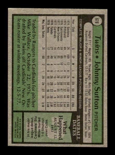 1979 Topps #676 Johnny Sutton EXMT PACK FRESH HOF-10004754