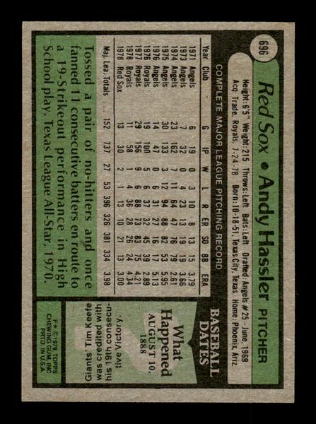 1979 Topps #696 Andy Hassler EXMT PACK FRESH HOF-10004770