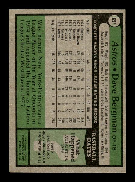 1979 Topps #697 Dave Bergman EXMT PACK FRESH HOF-10004771