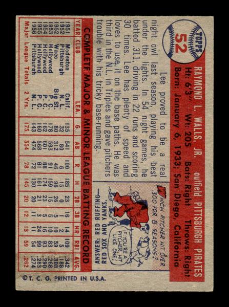 1957 Topps #52 Lee Walls EX - EXMT HOF-10004835