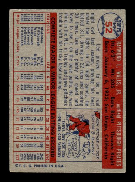 1957 Topps #52 Lee Walls EX - EXMT HOF-10004836