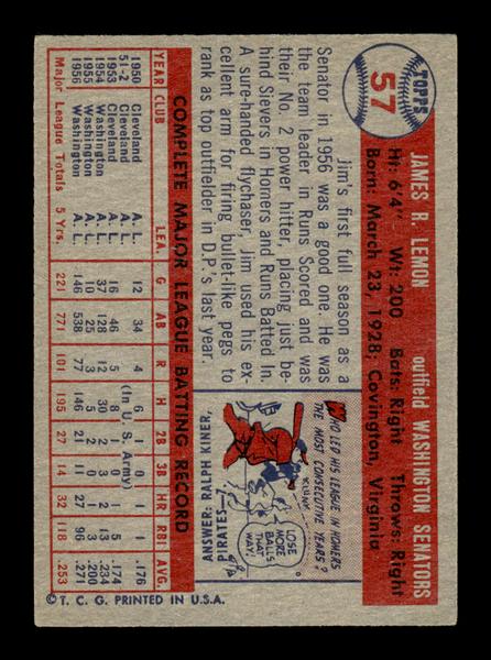 1957 Topps #57 Jim Lemon EX - EXMT HOF-10004843