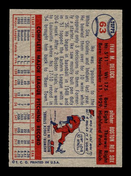 1957 Topps #63 Ike Delock EX - EXMT HOF-10004850