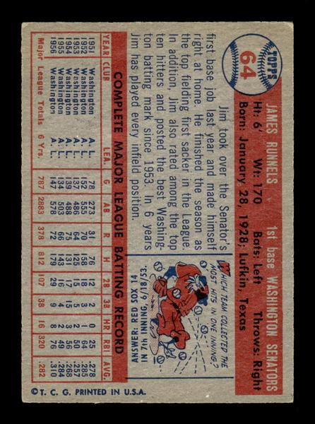 1957 Topps #64 Pete Runnels EX - EXMT HOF-10004852