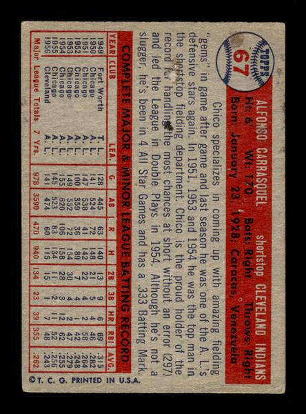 1957 Topps #67 Chico Carrasquel EX - EXMT HOF-10004857