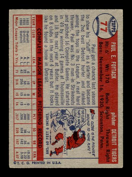 1957 Topps #77 Paul Foytack EX - EXMT HOF-10004867