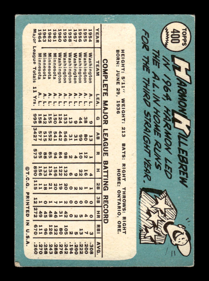 1965 Topps #400 Harmon Killebrew Very Good HOF-10004894