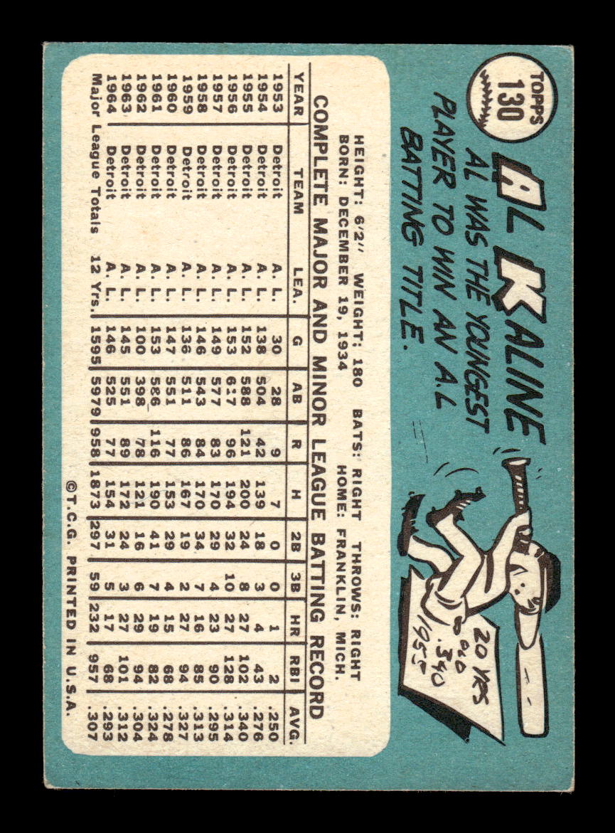 1965 Topps #130 Al Kaline Excellent HOF-10004908
