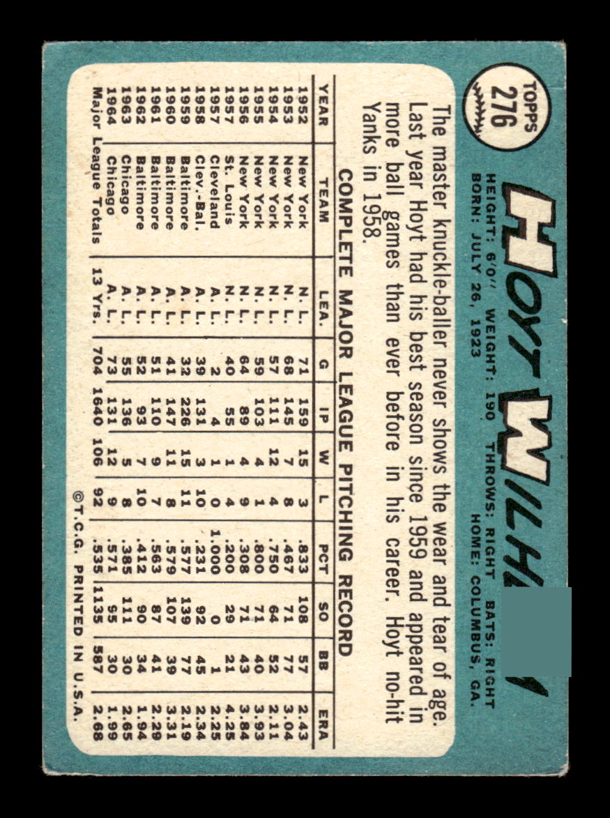 1965 Topps #276 Hoyt Wilhelm Excellent HOF-10004911