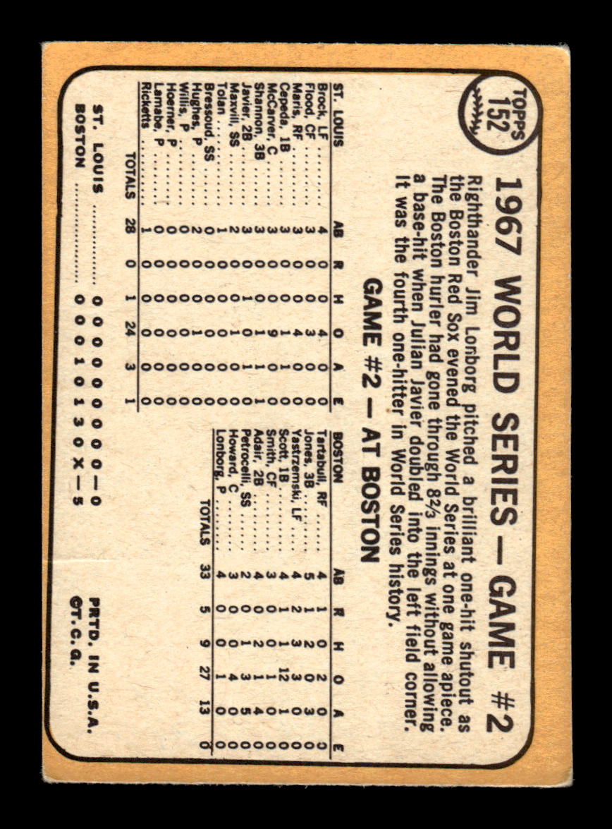 1968 Topps #152 World Series Game #2 - Yaz Very Good HOF-10004948