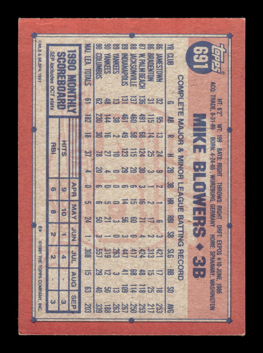 1991 Topps #691 Mike Blowers HOF-10004977