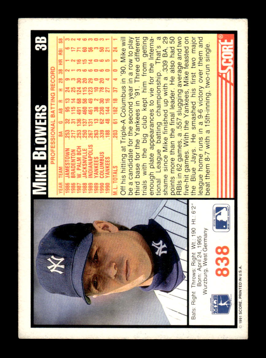 1991 Score #838 Mike Blowers HOF-10004981