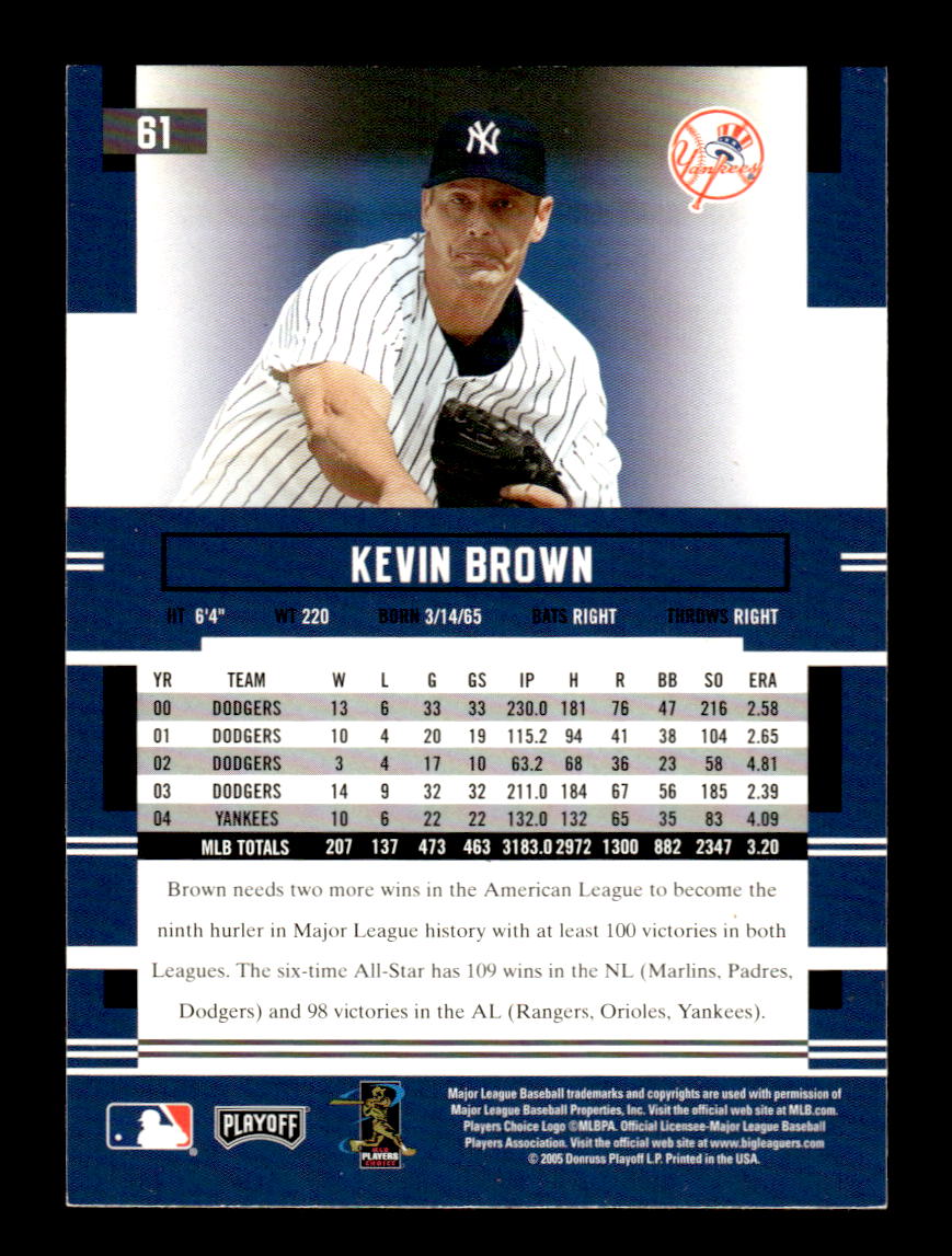 2005 Playoff Prestige #61 Kevin Brown HOF-10004984