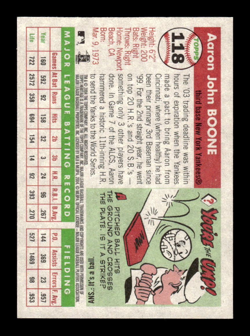 2004 Topps Heritage #118 Aaron Boone HOF-10004990