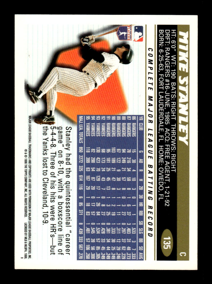 1996 Topps Team Topps New York Yankees #135 Mike Stanley HOF-10005040