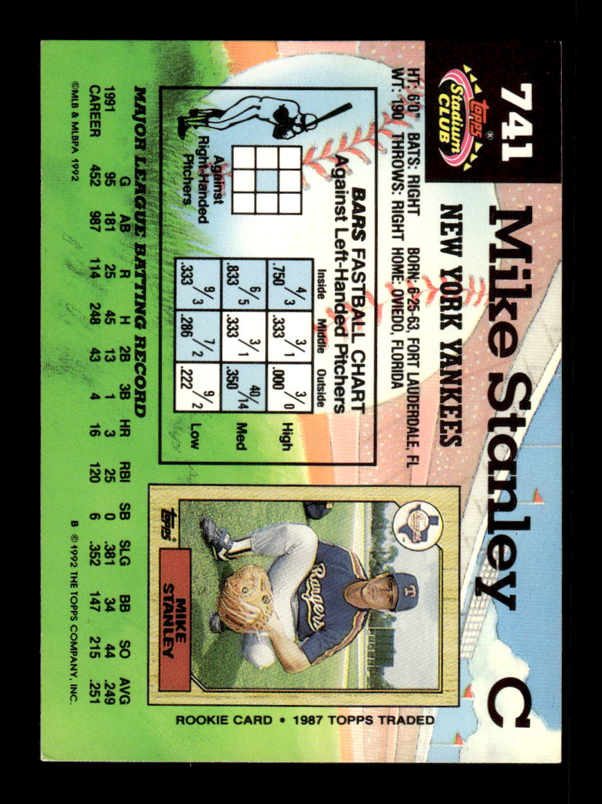 1992 Stadium Club #741 Mike Stanley HOF-10005055