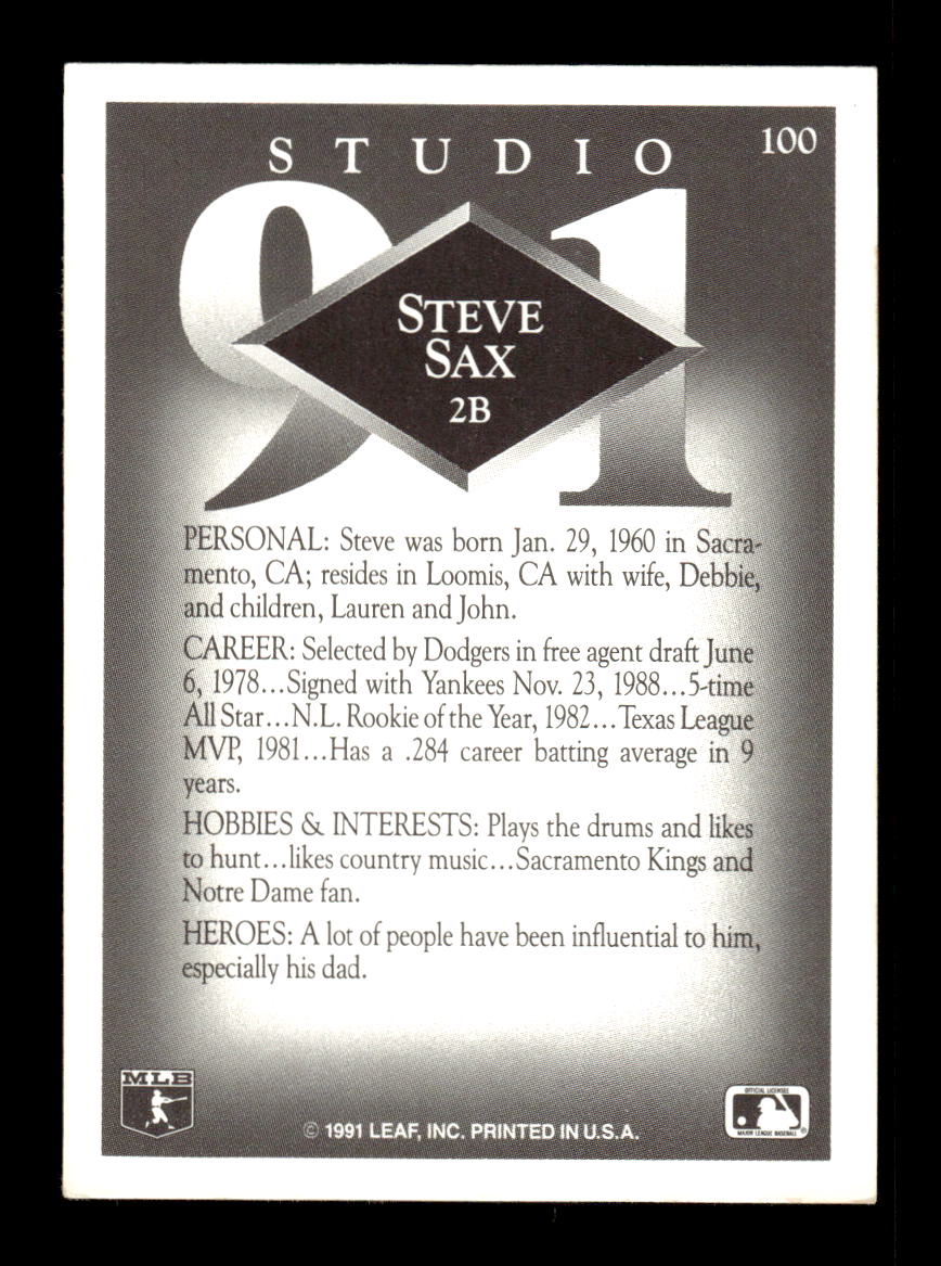 1991 Studio #100 Steve Sax HOF-10005057