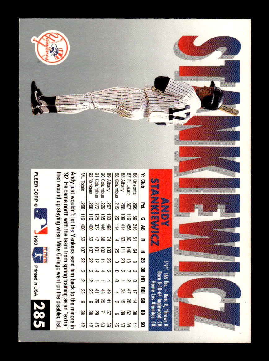 1993 Fleer #285 Andy Stankiewicz HOF-10005063