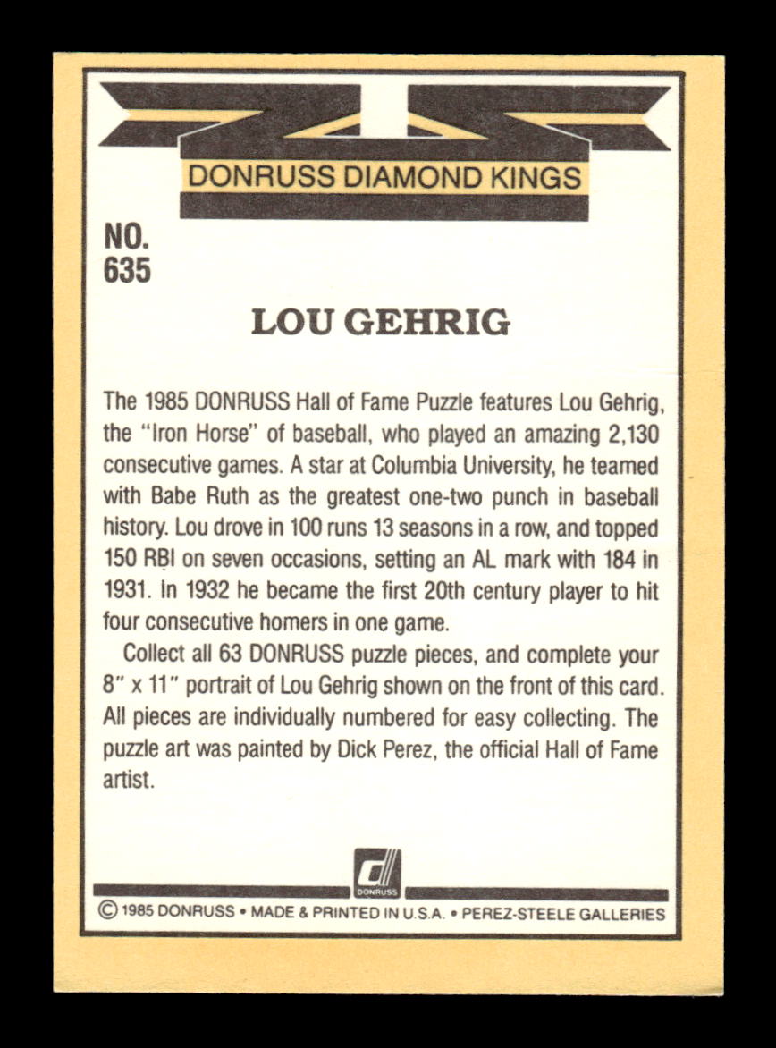 1985 Donruss #635 Lou Gehrig HOF-10005069