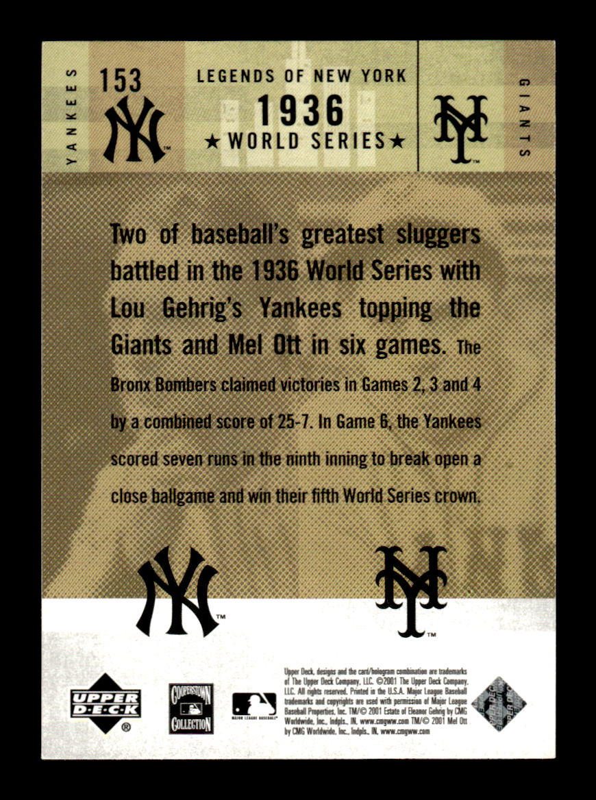 2001 Upper Deck Legends of New York #153 Lou Gehrig / Mel Ott HOF-10005074