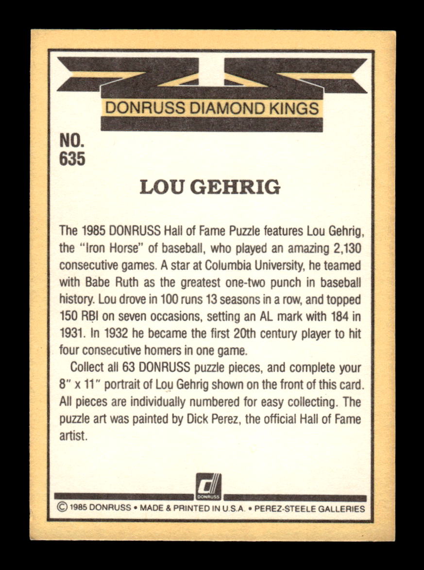 1985 Donruss #635 Lou Gehrig HOF-10005078