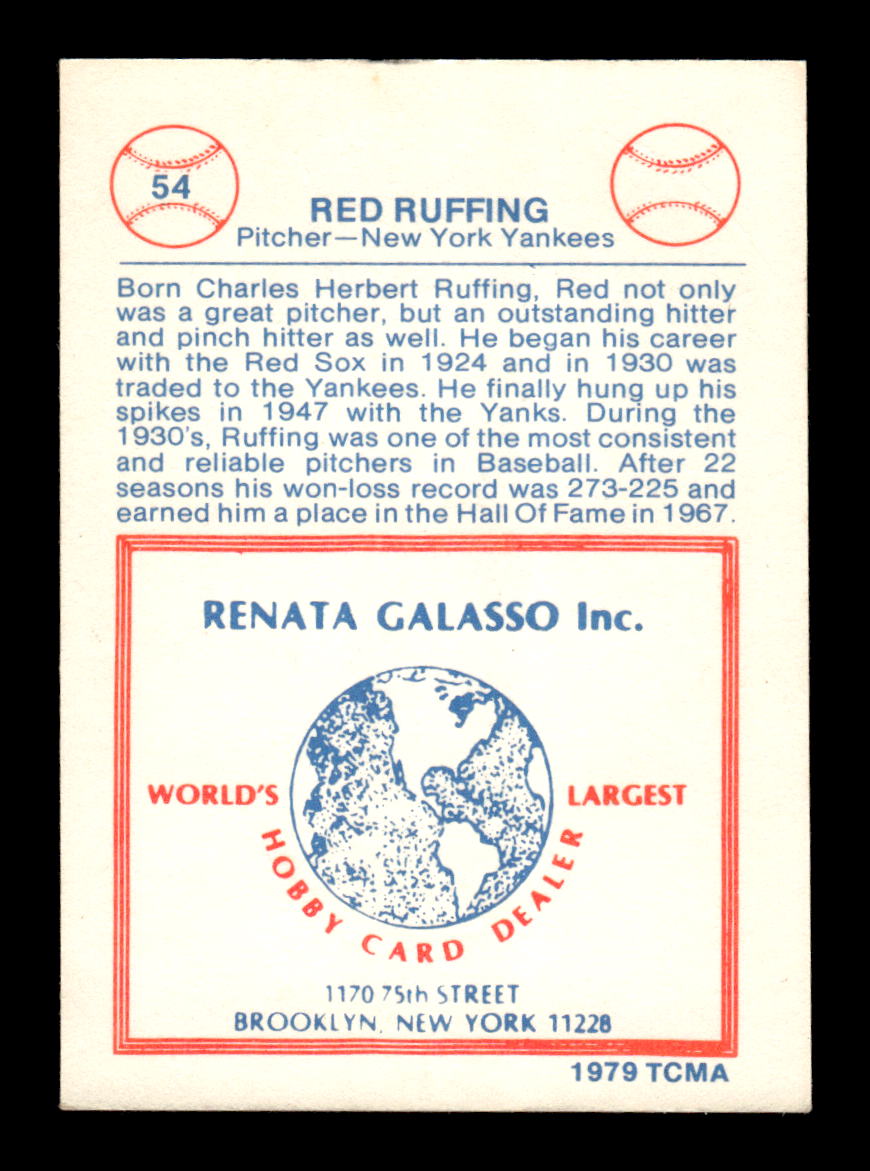 1977-84 Galasso Glossy Greats #54 Red Ruffing HOF-10005101